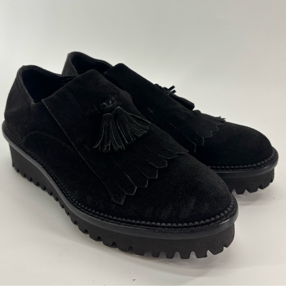 Cordani Italian black suede loafers with chunky heel and tassels size 39 - Picture 2 of 10
